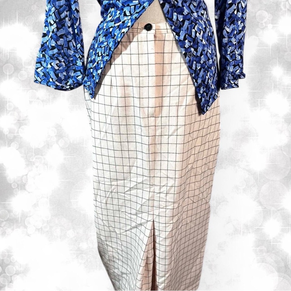 Preppy Retro Style Checkered Maxi Skirt With Button/Zip Closure